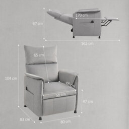 Homcom Electric Reclining Chair W/ Remote, Power Recliner For Elderly, Grey - thumbnail 3