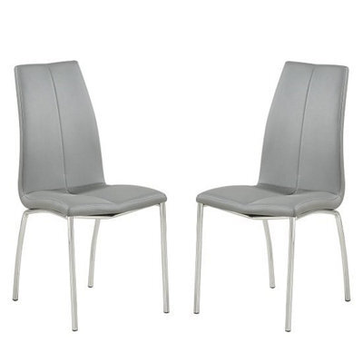 Furniture in Fashion Opal Grey Faux Leather Dining Chair With Chrome Legs In Pair - image 1