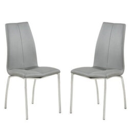 Furniture in Fashion Opal Grey Faux Leather Dining Chair With Chrome Legs In Pair - thumbnail 1