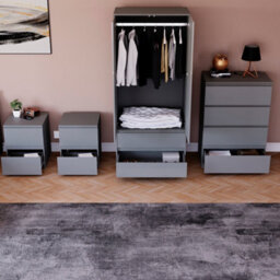 Lassic Vida Designs Glinton 4 Piece Grey Fsc Bedroom Set - (4 Drawer Chest, 2 Door Wardrobe, 2 Drawer Bedside Chest X2) - thumbnail 3