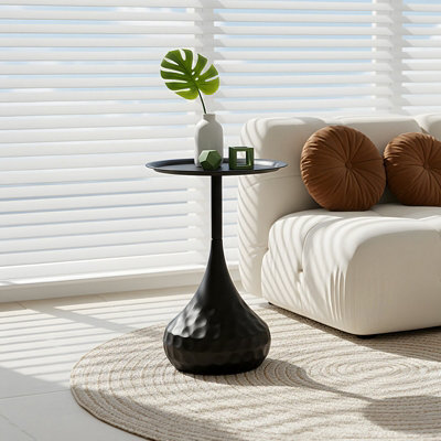 Living And Home Modern Black Metal Side Table, 39Cm Dia. X 60Cm H - image 1
