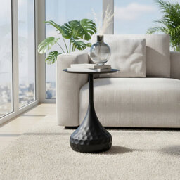 Living And Home Modern Black Metal Side Table, 39Cm Dia. X 60Cm H - thumbnail 2