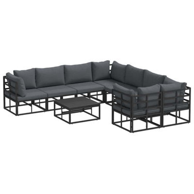 Berkfield Modern Garden Sofa Set With Cushion 9 Pcs Black Aluminium - image 1