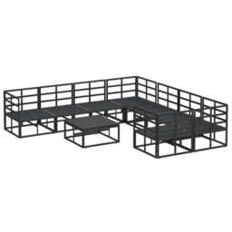 Berkfield Modern Garden Sofa Set With Cushion 9 Pcs Black Aluminium - thumbnail 9