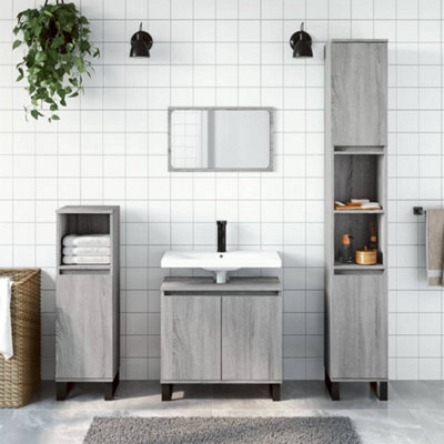Vidaxl Bathroom Cabinet Grey Sonoma 58X33X60 Cm Engineered Wood - image 1