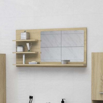 Walplus Bathroom Mirror Sonoma Oak 90X10.5X45 Cm Engineered Wood - image 1