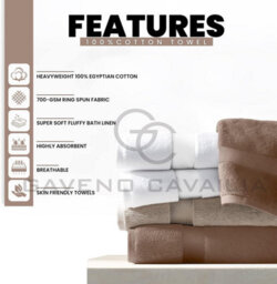 Gc Gaveno Cavailia 2Pk Miami Bath Towel 70X125 Camel 700 Gsm Quick Drying & Super Absorbent Bath Towel Set - thumbnail 2
