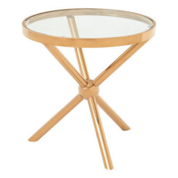Orsina Durable Round Rose Gold Side Table, Elegant Small Lounge Table For Tea, Stainless Steel Base Bedside Table - thumbnail 2