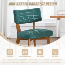 Matteo Mid-Century Modern Dining Chairs - Set Of 2, Green Linen Upholstered Accent Chairs With Solid Wood Frame - thumbnail 4