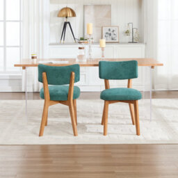 Matteo Mid-Century Modern Dining Chairs - Set Of 2, Green Linen Upholstered Accent Chairs With Solid Wood Frame - thumbnail 8