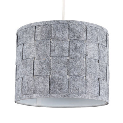 Valuelights Monza Modern Grey Felt Weave Design Cylinder Ceiling Drum Light Shade (D)26Cm - image 1