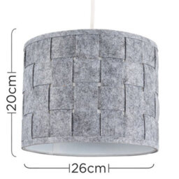 Valuelights Monza Modern Grey Felt Weave Design Cylinder Ceiling Drum Light Shade (D)26Cm - thumbnail 6