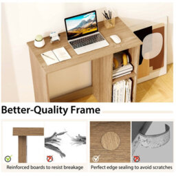 Costway Small Computer Desk 80 Cm Home Office Desk Study Writing Desk-Natural - thumbnail 7
