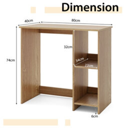 Costway Small Computer Desk 80 Cm Home Office Desk Study Writing Desk-Natural - thumbnail 2