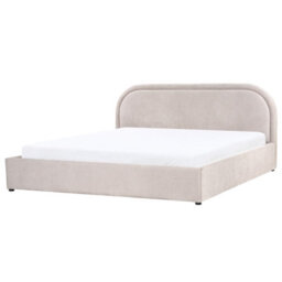 Beliani Ottoman Bed Chenille Quillien 180 X 200 Cm (Eu Super King) Taupe - thumbnail 4
