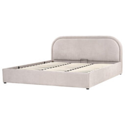 Beliani Ottoman Bed Chenille Quillien 180 X 200 Cm (Eu Super King) Taupe - thumbnail 5