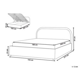 Beliani Ottoman Bed Chenille Quillien 180 X 200 Cm (Eu Super King) Taupe - thumbnail 3
