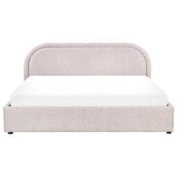 Beliani Ottoman Bed Chenille Quillien 180 X 200 Cm (Eu Super King) Taupe - thumbnail 6
