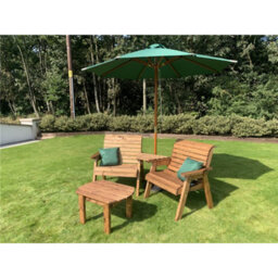 Marlborough Traditional Grand Twin Angled With Coffee Table, 2 X Scatter Cushion Green & 1 X Parasol Green & Base - thumbnail 1