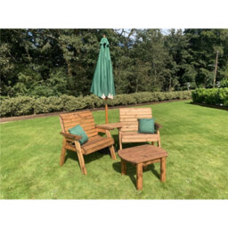 Marlborough Traditional Grand Twin Angled With Coffee Table, 2 X Scatter Cushion Green & 1 X Parasol Green & Base - thumbnail 2