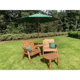 Marlborough Traditional Grand Twin Angled With Coffee Table, 2 X Scatter Cushion Green & 1 X Parasol Green & Base - thumbnail 3