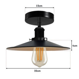 Vintage Flush Mount Ceiling Light Metal 22Cm Yellow Brass Shade Easy Fit E27 Base Ceiling Lights For Living Room With Bulb - thumbnail 4
