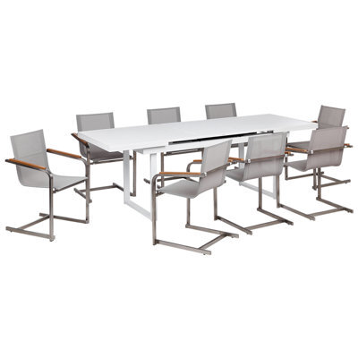 Beliani Garden Dining Set 8 Seater Valcanetto/cosoleto Beige Metal - image 1
