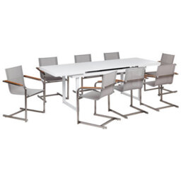 Beliani Garden Dining Set 8 Seater Valcanetto/cosoleto Beige Metal
