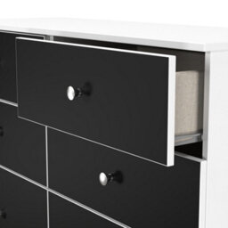 Portland 6 Drawer Midi Chest Of Drawers In Black & White Matt (Ready Assembled) - thumbnail 6
