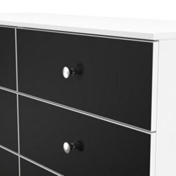 Portland 6 Drawer Midi Chest Of Drawers In Black & White Matt (Ready Assembled) - thumbnail 5