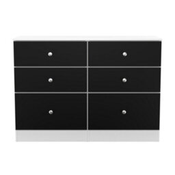 Portland 6 Drawer Midi Chest Of Drawers In Black & White Matt (Ready Assembled) - thumbnail 2