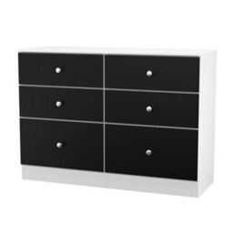 Portland 6 Drawer Midi Chest Of Drawers In Black & White Matt (Ready Assembled) - thumbnail 4