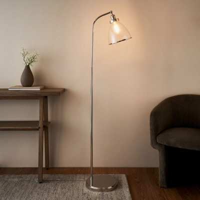 Pagazzi Lighting Pagazzi Brunswick Polished Nickel & Glass Task Floor Lamp - image 1
