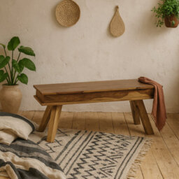 Wyld Haus New York 145Cm Natural Sheesham Wood Dining Bench - thumbnail 2