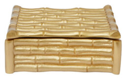 Orsina Hiba Small Gold Finish Bamboo Effect Trinket Box - thumbnail 1