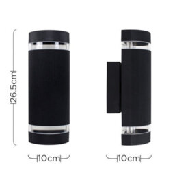 Valuelights Ryston Pair Of Aluminium Curved Outdoor Ip54 Rated Black Ribbed Glass Shade Wall Light Fittings - thumbnail 6