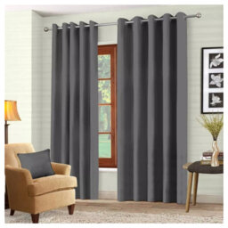 Ameha Thermal Thick Blackout Curtains Ready Made Eyelet Ring Top Grey Curtain Pair 90X90 With Tiebacks Bedroom Living Room Decor - thumbnail 4