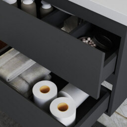 Probaty Bathrooms Vanity Unit Matte Anthracite Mdf,600X385X520mm,wall Mounted,2 Drawers With Artificial Stone Square Basin - thumbnail 4