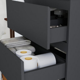 Probaty Bathrooms Vanity Unit Matte Anthracite Mdf,600X385X520mm,wall Mounted,2 Drawers With Artificial Stone Square Basin - thumbnail 7