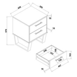Core Products Texas 2 Drawer Grey Bedside Cabinet, H57.0Cm X W45.0Cm X D39.5Cm - thumbnail 6