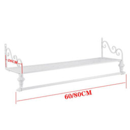 Living And Home Wall Mounted Clothes Rail Garment Clothing Hanging Rack With Display Storage Shelf White 700 mm - thumbnail 8