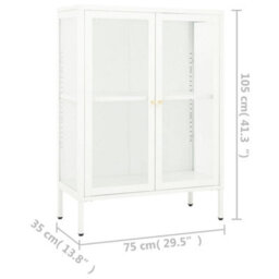 Vidaxl Sideboard White 75X35X105 Cm Steel And Glass - thumbnail 3