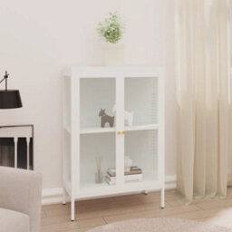 Vidaxl Sideboard White 75X35X105 Cm Steel And Glass