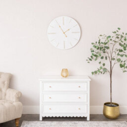 Melody Maison Large White Wooden Grain & Gold Detailed Wall Clock - 70Cm X 70Cm - thumbnail 4