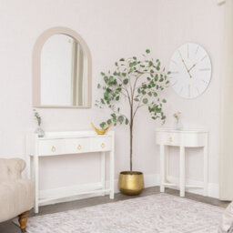 Melody Maison Large White Wooden Grain & Gold Detailed Wall Clock - 70Cm X 70Cm - thumbnail 5