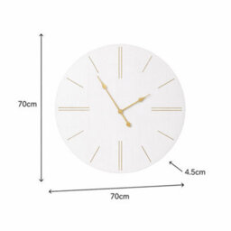 Melody Maison Large White Wooden Grain & Gold Detailed Wall Clock - 70Cm X 70Cm - thumbnail 6