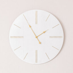 Melody Maison Large White Wooden Grain & Gold Detailed Wall Clock - 70Cm X 70Cm - thumbnail 1