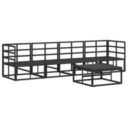 Berkfield Garden Sofa Set With Cushion 5 Pcs Black Aluminium - thumbnail 8