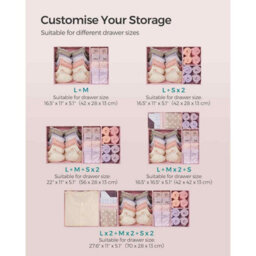 12 Piece Drawer Organiser Set, Foldable Fabric Storage Boxes For Clothing Accessories, Jelly Pink - thumbnail 3