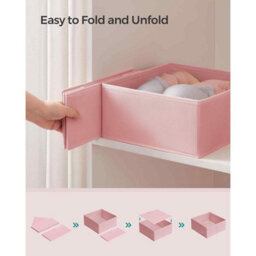 12 Piece Drawer Organiser Set, Foldable Fabric Storage Boxes For Clothing Accessories, Jelly Pink - thumbnail 5